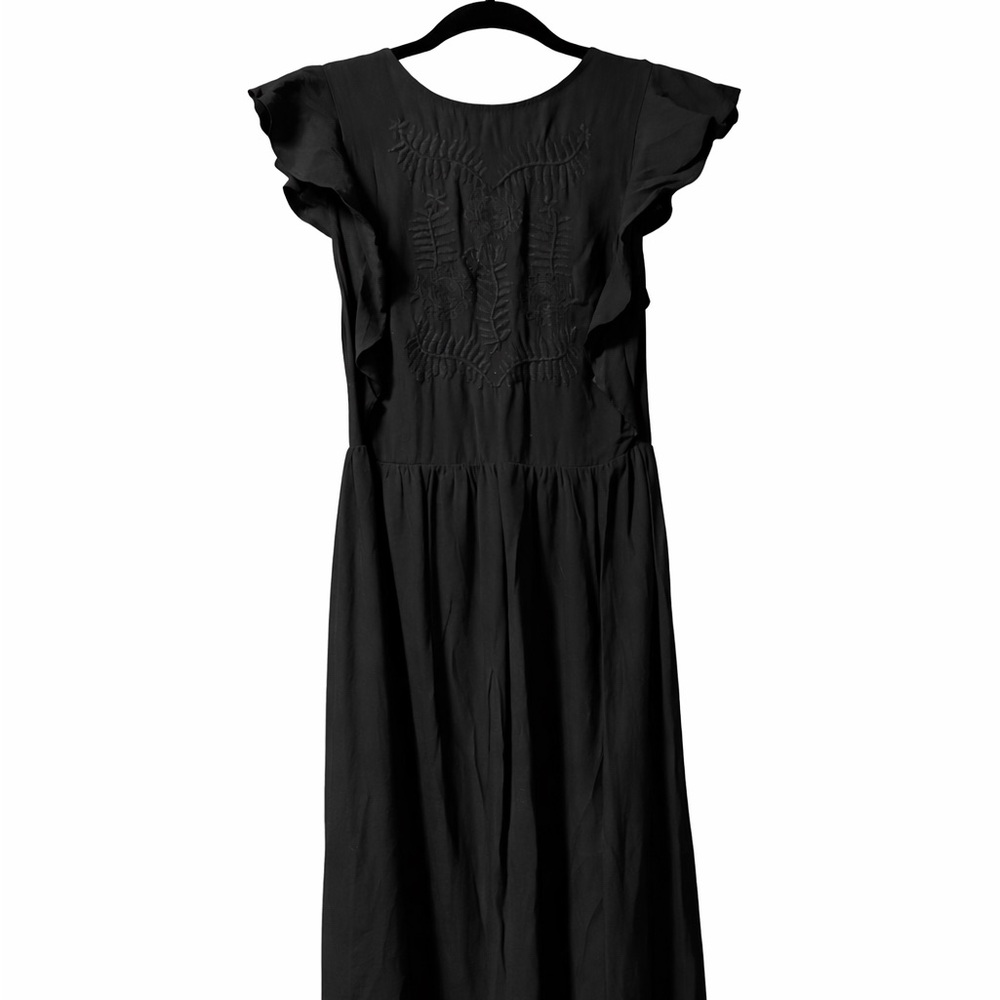 Who What Wear Black Ruffle Maxi Dress